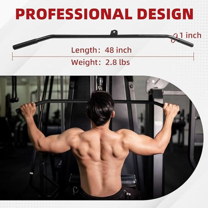 Fitvids Cable Attachment Set 800LB LoadCapacity Tricep Rope, Row Handle, StraightBar, V Bar Commercial Grade Cable MachineAccessories for Home Gym Workouts - size: 1-Piece LAT Bar - Black