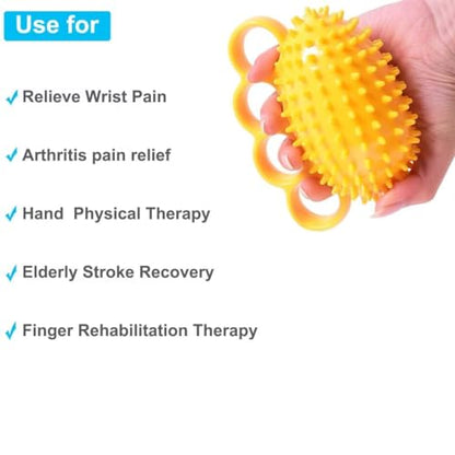 Grip Strengthener Hand Exerciser Ball, Yellow, TPR Material, Ellipse Shaped, Physical Therapy Hand Exercisers for Rehab, Arthritis, Carpal Tunnel, Stress Relief - color: Yellow