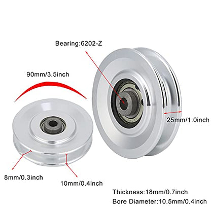 Bearing Pulley Wheel, Aluminium Alloy Fitness Pulley Home Gym Attachments Part Exercise Strength Training Accessory Exercise Machine Attachments for Gym - size: 90mm in diameter