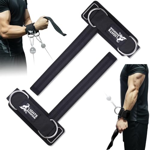 Weight Lifting Straps with Cuffed Sliding Dual D-Rings – Wrist Cuffs for Gym Cable Workout, Strength & Support - size: size L