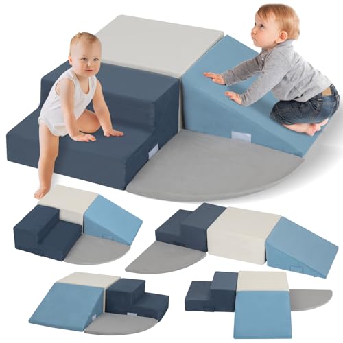 Capakiddo Large 4 Pcs Climbing Toys for Toddlers 1-3 | Odorless & Skin-friendly, Foam Climbing Blocks, Indoor Use, Velcro to Keep Together - color: Modern