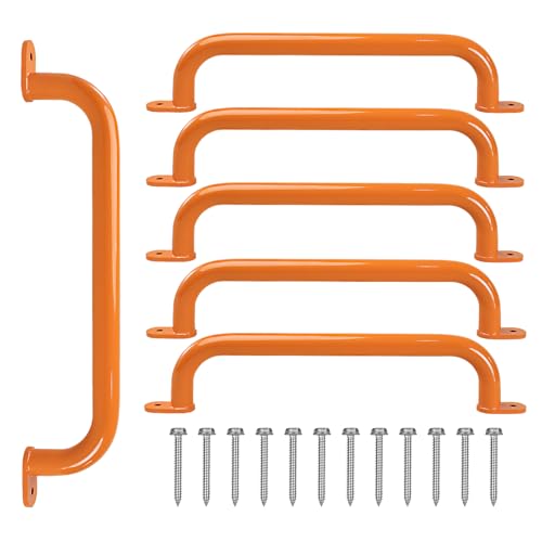 ESPETS 17'' Orange Monkey Bars Indoor, Outdoor Playground Handles, 6 Pieces | Swing Set Attachment Grab Handles, Weather-resistence Indoor & Outdoor Monkey Bars for Jungle Gym, Playhouse, Climbing Frame - color: Orange