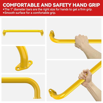 17.3 Inch Playground Handles Monkey Bars Indoor | Metal Grab Handle Hand Grips for Treehouse (Yellow, 6 Pack) - color: Yellow