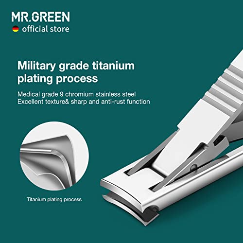 MR.GREEN Ultra Thin Nail Clippers German Precision Manufacturing Technology Nail Cutters with Cow Leather Cover Superior Texture (Light Brown) - color: Light Grey