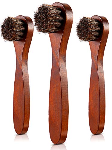 Jovitec 3 Pieces Horsehair Polish Applicator Brush Kit Saddle Soap Shoe Shine Brush Leather Boot Clean Dauber Applicators - color: Brown