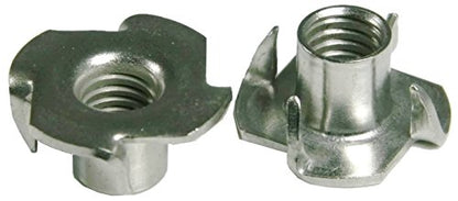 1/4inches-20 T Nuts - 4 Prongs - Zinc Plated -for Cabinetry, Rock Climbing Walls, Woodworking, etc. - .25 Dia. - 100 pcs. - size: 100