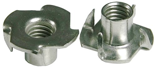 1/4inches-20 T Nuts - 4 Prongs - Zinc Plated -for Cabinetry, Rock Climbing Walls, Woodworking, etc. - .25 Dia. - 50 pcs. - size: 50