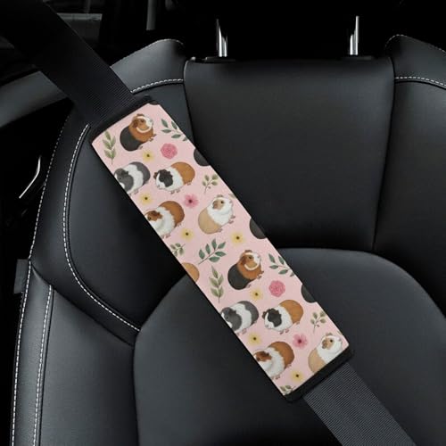 2PCS Guinea Pig Funny Animal Cute Pets Car Seat Belt Pad Universal Soft and Comfortable Harness Pads Strap for Kids, Car Seats Pushchair Strollers High Chair Pushchair - color: Pattern 349