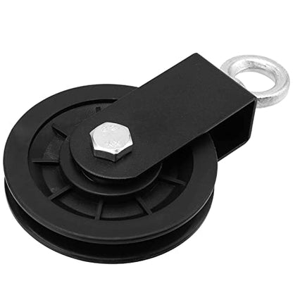 4 Pack Cable Pulley Wheel 3.5 in/90 mm, 360 Degree Rotation Aluminum Silent Pulley for Gym Exercise, Home Project and Lifting, Black