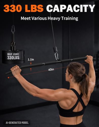 Fitarc 40'' LAT Pulldown Bar Attachment for Pulley Cable Machine, Full-Length Non-Slip Grip, LAT Pull Down Bar Accessories for Gym, Strength Workout