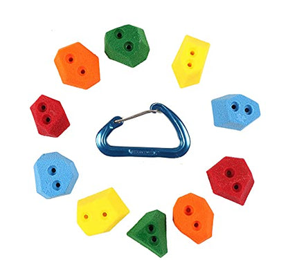 Atomik Rock Climbing Holds Set of 10 Screw-On Angled Footholds in Assorted Bright Tones