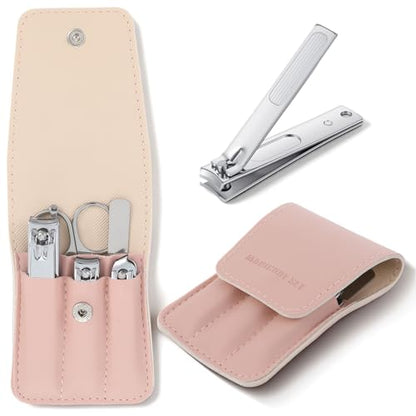 Nail Clipper Set for Women, 6 Pcs Stainless Steel Grooming Kits,Nail Care Tools with Pink Leather Bag for Adults, Suitable for Home, Workplace, Outdoor Travel, Gift Giving, Salon（Pink）