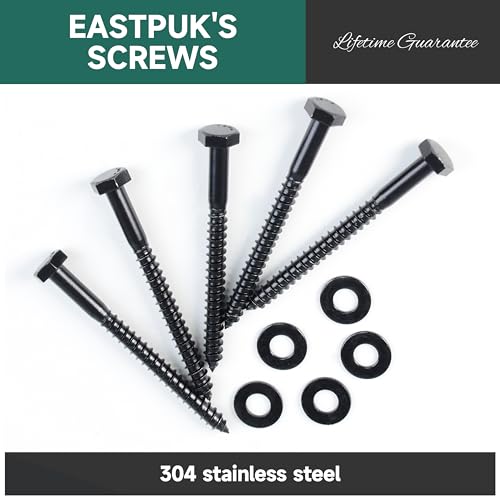 EASTPUK (10Sets) 3/8" x 2" Hex Head Lag Screws & 50PCS 3/8-16 T-Nuts Zinc Plated Steel Nutserts, 4-Pronged Tee Nut for Wood, Heavy Duty Lag Bolts with Washers, Rock Climbing Holds 3/8-16 T Nuts