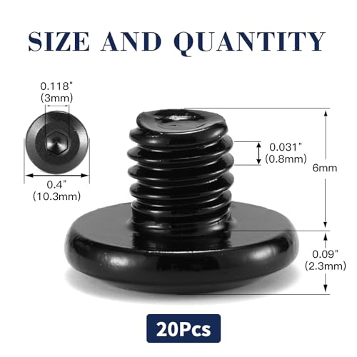 M5 x 6mm 20Pcs Flat Head Hex Socket Cap Screws Bolts, 304 Stainless Steel 18-8, Full Thread, Black Oxide by SG TZH (with Hex Spanner) - size: M5 x 6mm