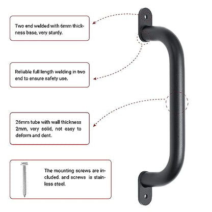 13'' Black Playground Handles Safety Grab Bar Indoor & Outdoor 2pcs | Heavy Duty Solid Metal, Non-Slip Matte Powder Coated, Comfy Secure Handle Bar, Playset Playhouse Climbing Frame Jungle Gym - color: Black - B