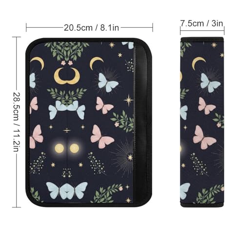 2 Pack Universal Soft and Comfortable Car Seat Straps Shoulder Pads for Kids, All Vehicles, Butterfly Pink Blue Butterflies Neck Strap Covers, Neck and Shoulder Support - color: Pattern 563