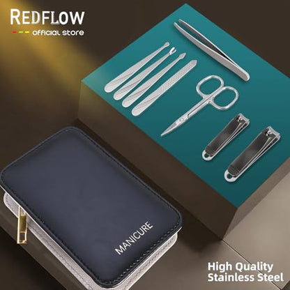 Manicure Set 8 in 1 Stainless Steel Nail Clippers for Men，Manicure Kit for Women，Nail Grooming Kit，Nail Clipper Set，Personal Care Tools - color: Stainless Steel Black