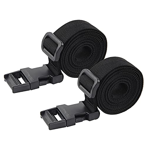Wisdompro Luggage Strap, 2 Pack Heavy Duty Utility Straps - 48 inch, Black | Lashing Straps with Quick Release Buckle, Adjustable Nylon Belt for Backpacking, Sleeping Bag Compression, Camping, Hiking - color: Black, size: 48 inches