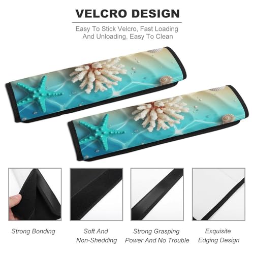 Universal Soft and Comfortable Blue Ocean Sea Shell Seat Belt Cover for Kids, Most Cars, 2 Piece Seat Belt Covers Cushion Shock Absorption - color: Pattern 1103