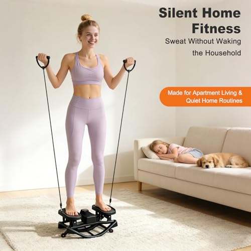 Rocking Steppers for Exercise at Home 3D Motion Stair Stepper with Resistance Bands 350 LBS Loading Capacity Exercise Equipment Low-Impact Balance Board for Full Body Workout - color: Black