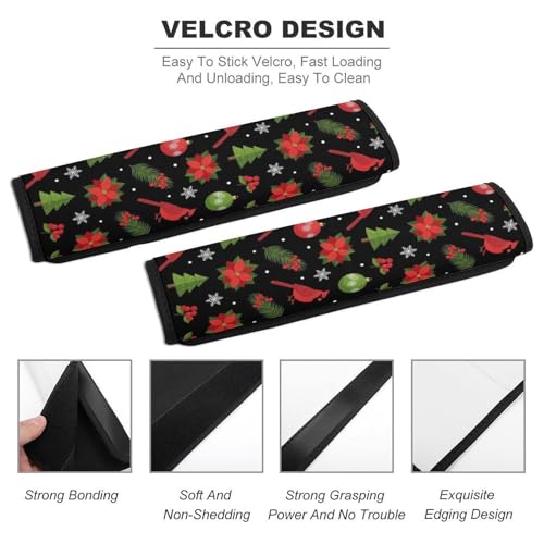 1 Pair Christmas Red Winter Birds Seat Belt Shoulder Pad Soft Padded Seat Belt Cushion for Adult Use, Stroller Pushchair High Chair, Pressure Relief - color: Pattern 18