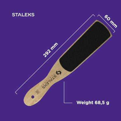 STALEKS Beauty & Care 10 Type 2 Wooden Foot File (100/180 Grit) – Ergonomic Dual-Sided Pedicure Tool with Convex/Concave Shape for Rough Skin