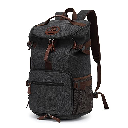 Kalesi Gym Duffle Bag Backpack 4-Way Vintage canvas with Shoes Compartment for travel Sport Hiking laptop (Vintage black) - color: Vintage Black