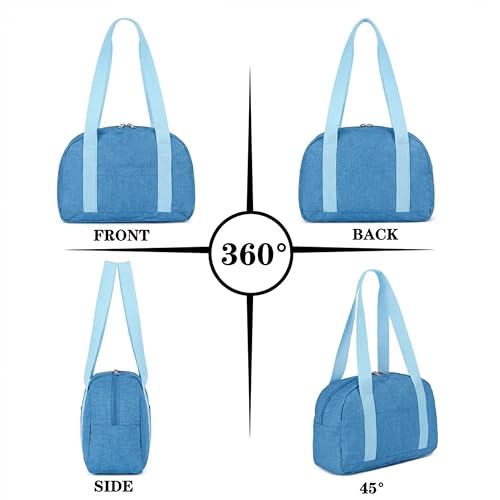 Mini Gym Bag for Women Girls, 12 inch Small Gym Tote, Lightweight Small Carry On Duffle Bag for Travel Sports - color: Navy Blue