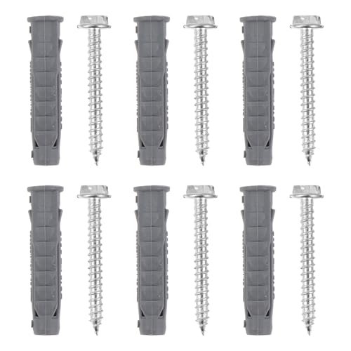 Housoutil 6pcs Self-Tapping Carbon Steel Screws with 6pcs Plastic Drywall Anchors Expansion Wall Mounting Kit for LCD Tv Brackets and Air Conditioner Hangers, Versatile Hollow-wall Fasteners