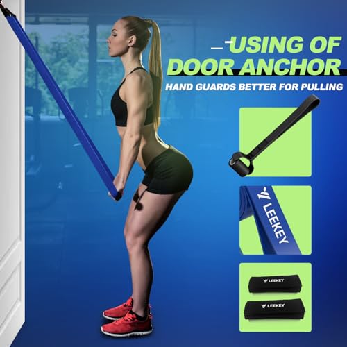 LEEKEY Pull Up Assistance Bands,5-125LB Resistance Bands with Grip、Door Anchor、Gym Bag - Exercise Bands for Full-Body Training, Fitness, Physical Therapy -USA Original Patent - style: 5-125LBS BLUE