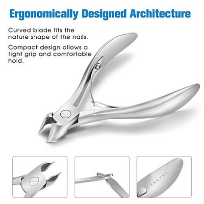 FERYES Toenail Clippers for Ingrown,Thick Toenails, 4R13 Stainless Steel Large Handle Fingernail Clipper,Nail Clipper - Silver - color: Silver