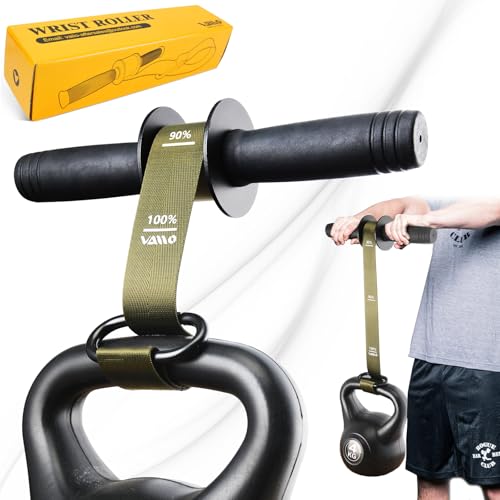VAIIO Forearm Strengthener and Wrist Roller with Quick Locking Mechanism - Durable PVC Anti-Slip Grip Handles - Perfect for Men and Women - Ideal for Hand, Wrist, and Forearm Strength Training - color: Army Green