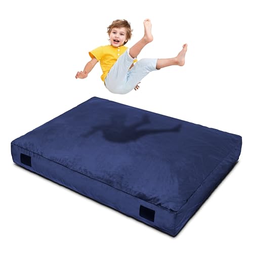 Homewell Crash Pad – Soft Velvet Cover Sensory Crash Pad for Kids with Durable Shock-Absorbing Foam, Machine Washable Cover, Ultimate Comfort and Safety for Kids, Adults and Pets - color: Blue