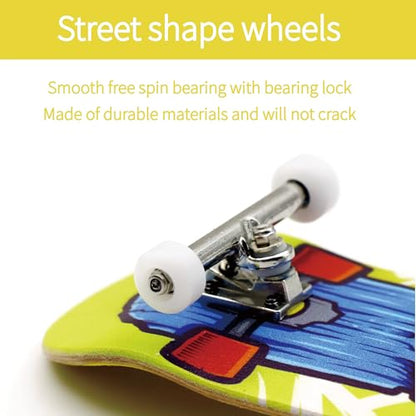 36mm Pro Fingerboard with Wooden Finger Skateboard Deck Upgraded Finger Board Trucks Street Shape Bearing Wheels (Skate) - color: Skate