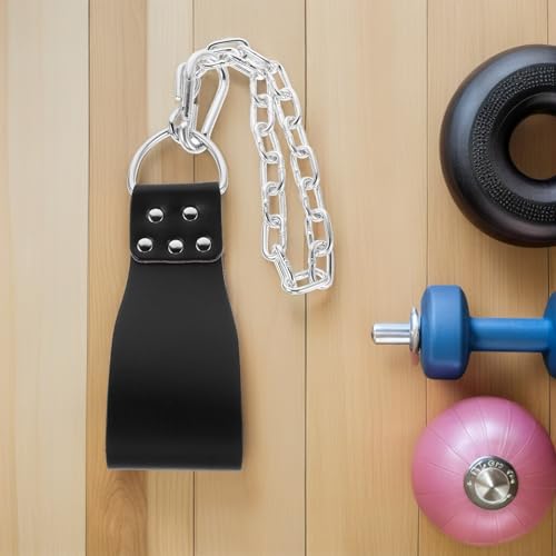 GLEAVI Weighted Dip Belt with Heavy Duty Iron Chain, Adjustable Workout Waist Belt for Pullups and Squats, Strength Training Weightlifting Accessory for Men and Women Fitness