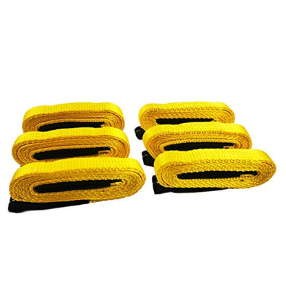 6 Pcs Lift Sling Straps 1" x8' Heavy Duty Lifting Sling Web Town Strap with 2 Reinforced Loops,5000lbs Break Strength,Wear Guard End
