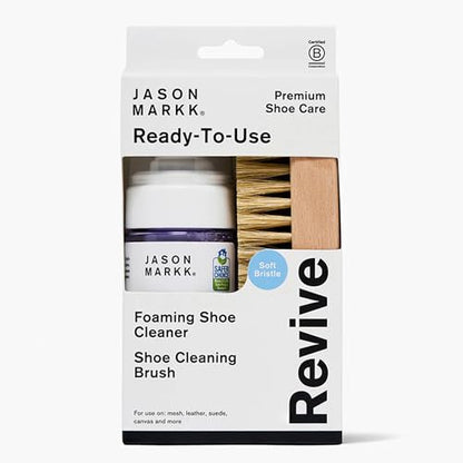 Jason Markk Quick Clean Kit, Shoe Cleaner, 2-Piece Set, Ready-To-Use Foam & Delicates Brush, Sneaker Care, Ideal for Footwear, Safe for Leather, Suede, Nubuck, Cotton, Knits, 4oz - size: 2 Fl Oz (Pack of 2), style: Quick Clean Kit
