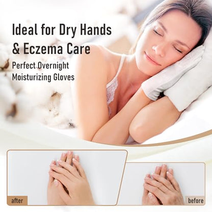 COOLJOB 6 Pairs Cotton Moisturizing Gloves for Dry Hands & Eczema, White XS - color: White, size: XS