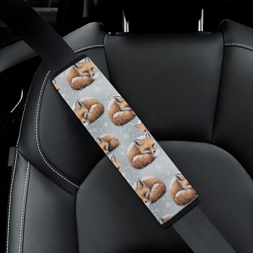 Universal Fit Fox Cute Animal Snow Seat Belt Shoulder Pad for Adult Use, Most Cars, 1 Pair Harness Pads Strap Anti-Slip Pad - color: Pattern 1268