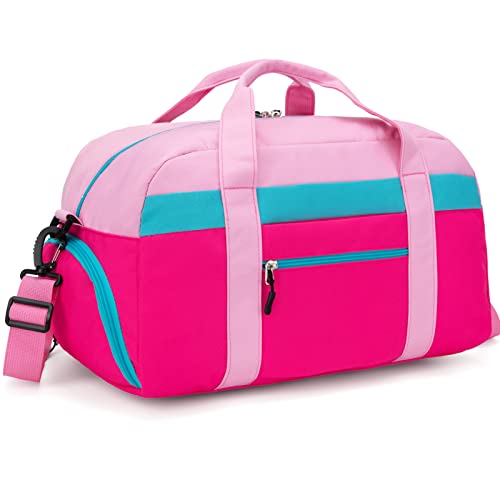 Small Kids Duffle Bag for Boys or Girls, 18" Length, Pink | Fit Weekender, Sports Practice, or Overnight Travel - color: Pink