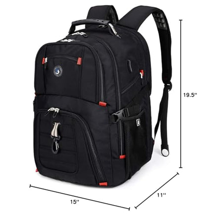 SHRRADOO Extra Large 50L Travel Laptop Backpack with combination lock,High School College Backpack Airline Approved Business Work Bag Fit 17 Inch Laptops for Men Women,Black - color: Black