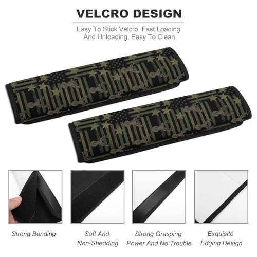2 Piece Universal Fit Seat Belt Cover for Adult Use, Most Cars, Camo Camouflage Hunting Deer American Flag Seat Belt Covers Cushion, Shock Absorption - color: Pattern 645
