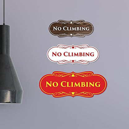 Signs ByLITA Designer No Climbing (Black/Silver) - Small - color: Black / Silver, size: 2 x 5" - Small (1 Pack)