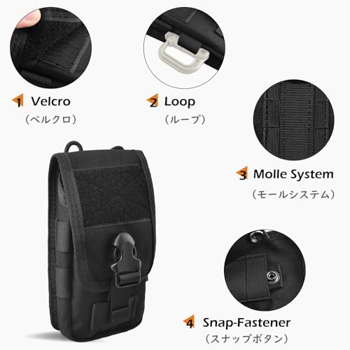 TRIWONDER Tactical Phone Pouch Molle, Smartphone Holster Bag EDC Utility Cellphone Lock Card Holder Organizer Fit for Waist Belt Case - color: 03 Black