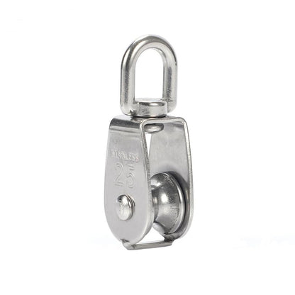 2Pcs M25 Single Pulley Block 304 Stainless Steel Swivel Cable Pulleys Wheel for Lifting/Hanging Pulley System, Heavy Duty Rope Single Wheel Kit, Max-Load 150kg/330lbs