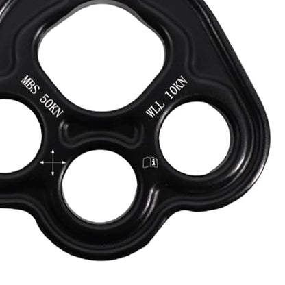 4 Holes Paw Rigging Plate Rope Access Climbing Anchor Lightweight Sturdy Rock Climbing Gear Force Divider Plate, Black