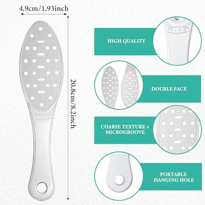 2 Pcs Stainless Steel Foot Scraper Metal Foot File Double Sided File Callus Remover Professional Feet Rasp Scrubber for Wet or Dry Skin Easy to Clean Pedicure Tool Heel (Fresh Style) - size: Fresh Style