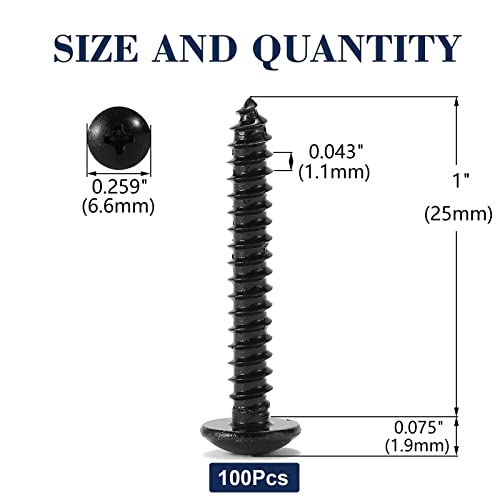 #4 x 1 Wood Screw 100Pcs Truss Head Phillips 18-8 (304) Stainless Steel Fast Self Tapping Screws Black Oxide by SG TZH - size: #4 x 1"