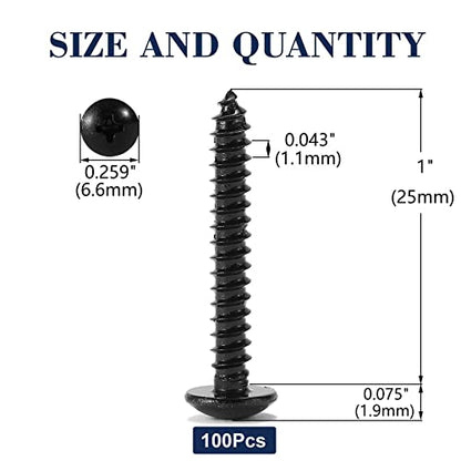 #4 x 1 Wood Screw 100Pcs Truss Head Phillips 18-8 (304) Stainless Steel Fast Self Tapping Screws Black Oxide by SG TZH - size: #4 x 1"