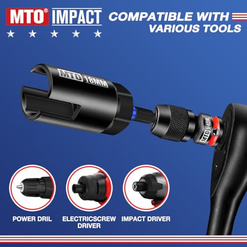 MTO Wing Nut Driver Set 4PCS, 9mm 12mm 15mm 18mm, 1/4” Hex Shank Wing Nut Driver Bit Set, for Hook Bolt Installation, Wire Twisting